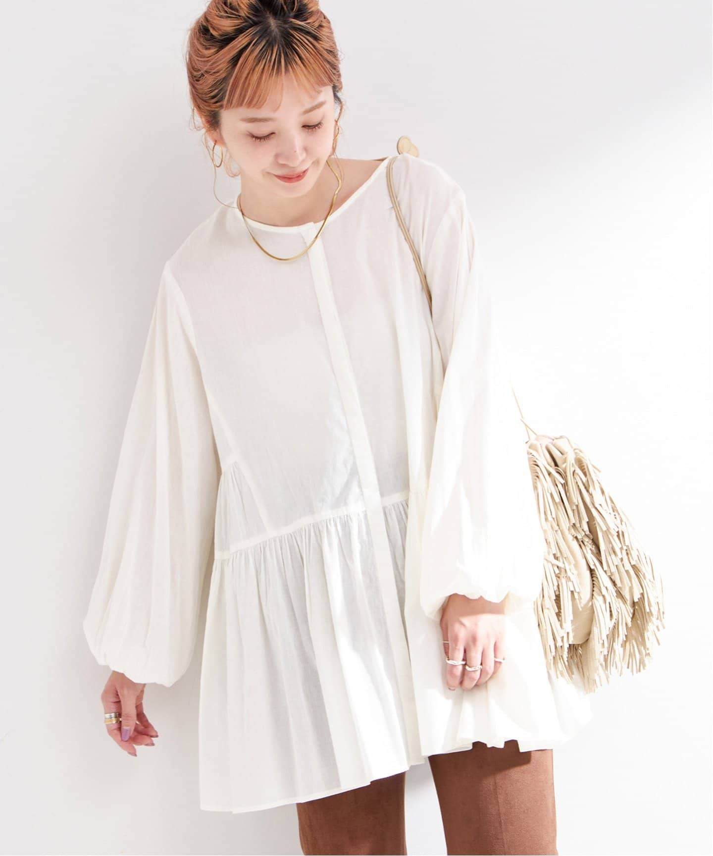 手洗い可 / 切り替えチュニックブラウス（シャツ／ブラウス）｜B.C