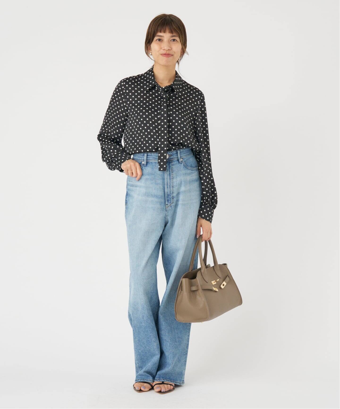 WEB限定/追加2》サテンドットタイ付ブラウス（シャツ／ブラウス