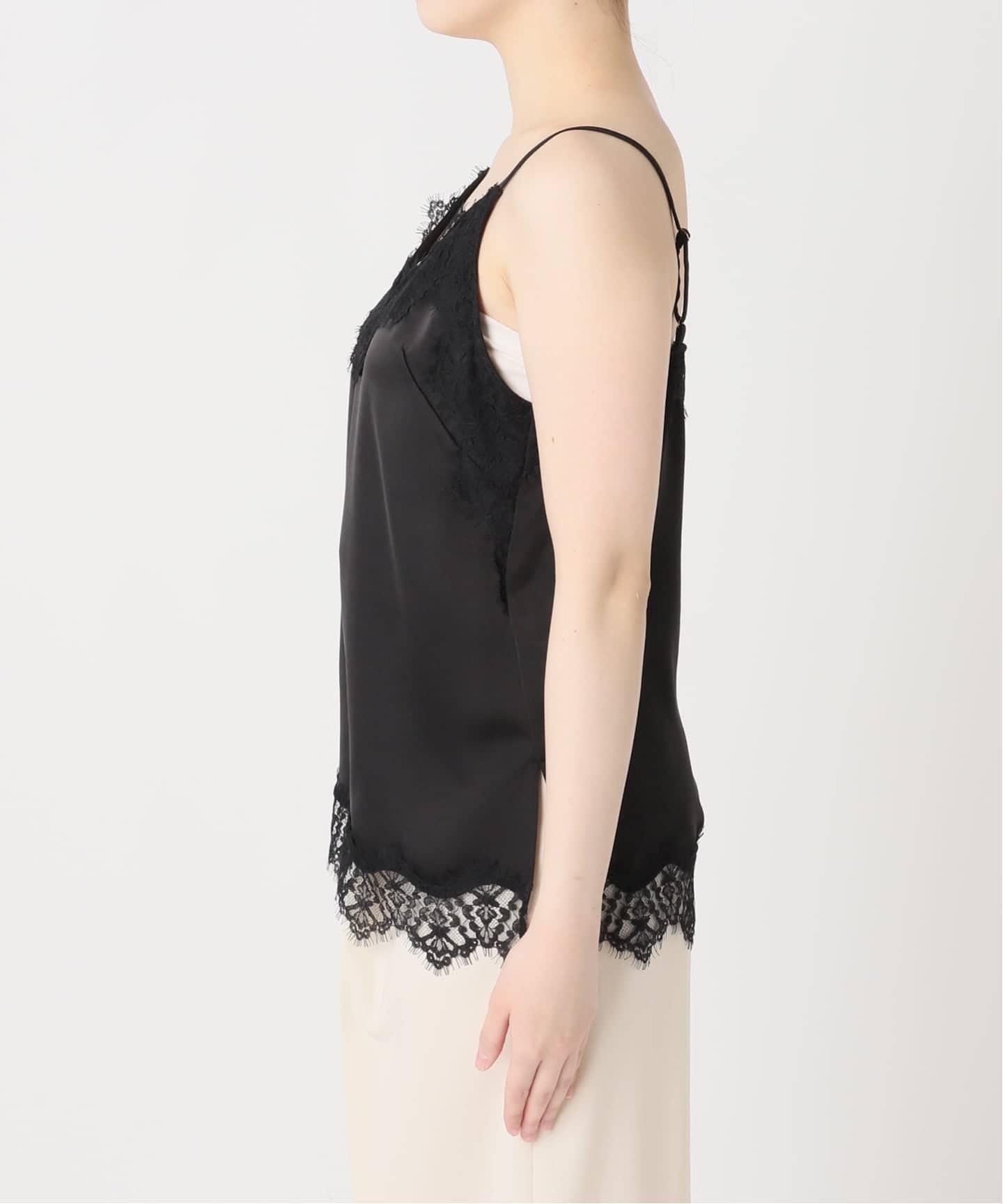 追加》リバーレーストリミングサテンキャミソール（キャミソール