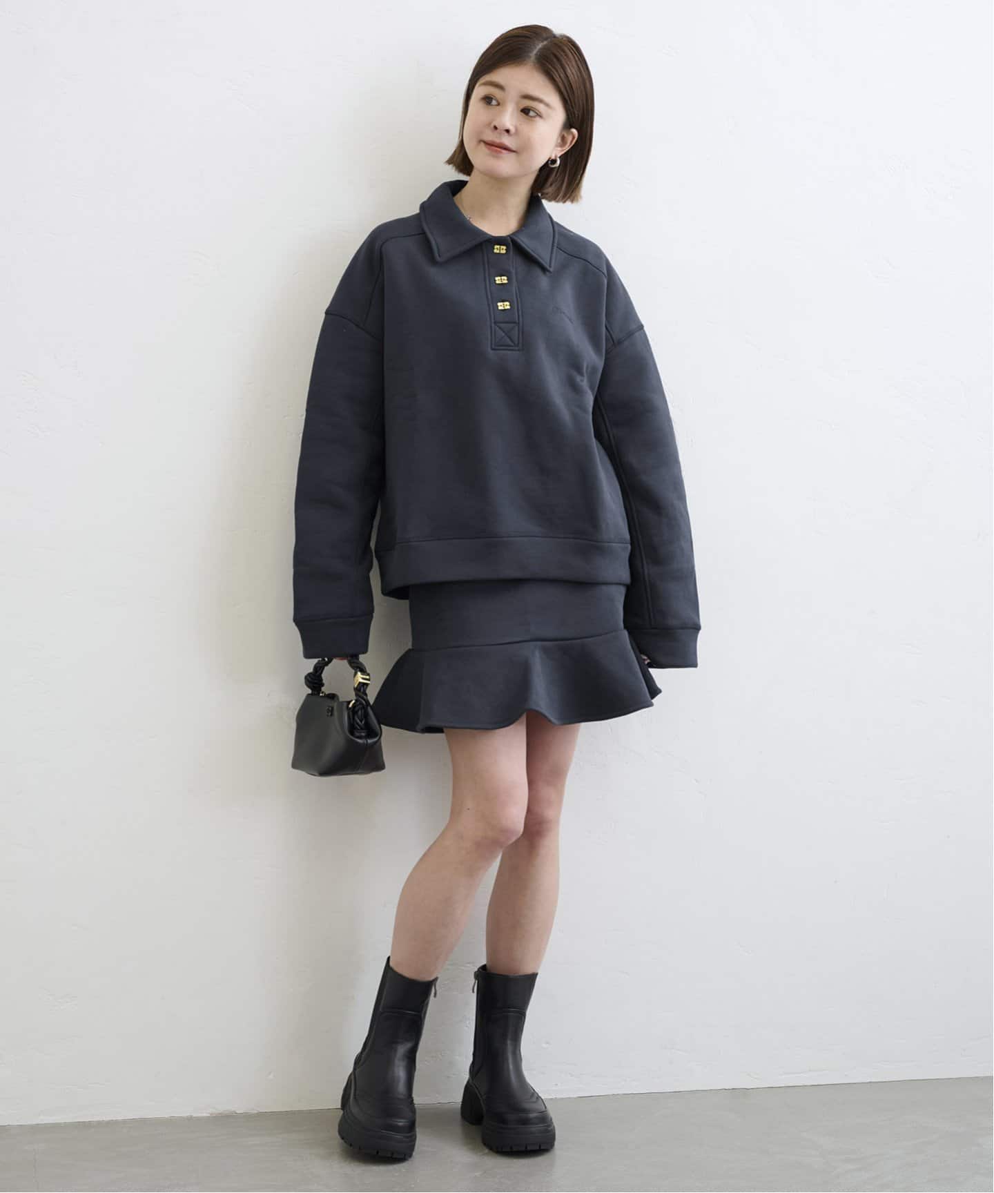 GANNI/ ガニー Heavy Fleece Drop Shoulder Polo（スウェット）｜U by