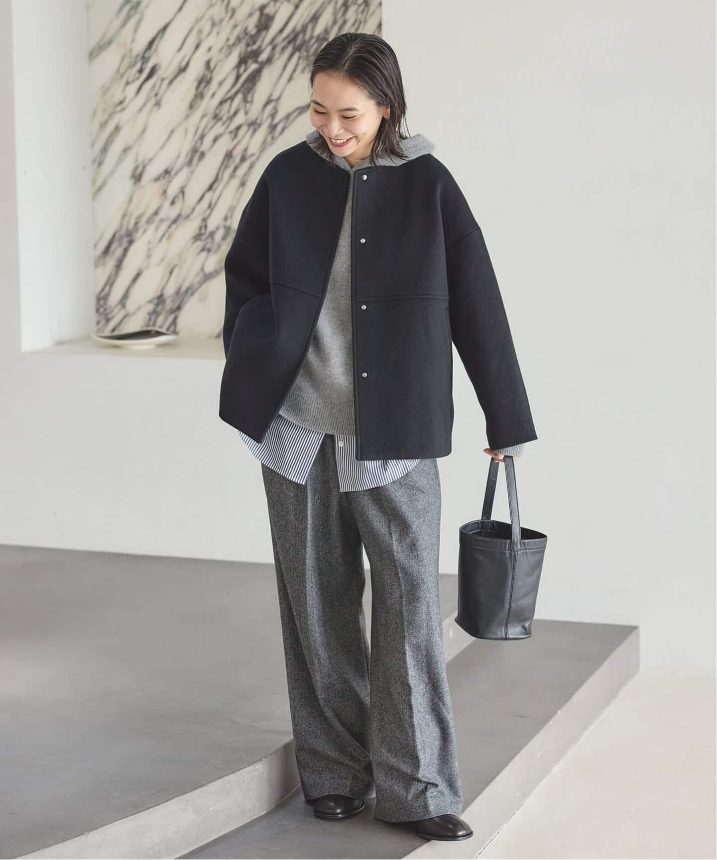 追加5》スーパー140ビーバーノーカラーショートコート（ノーカラー