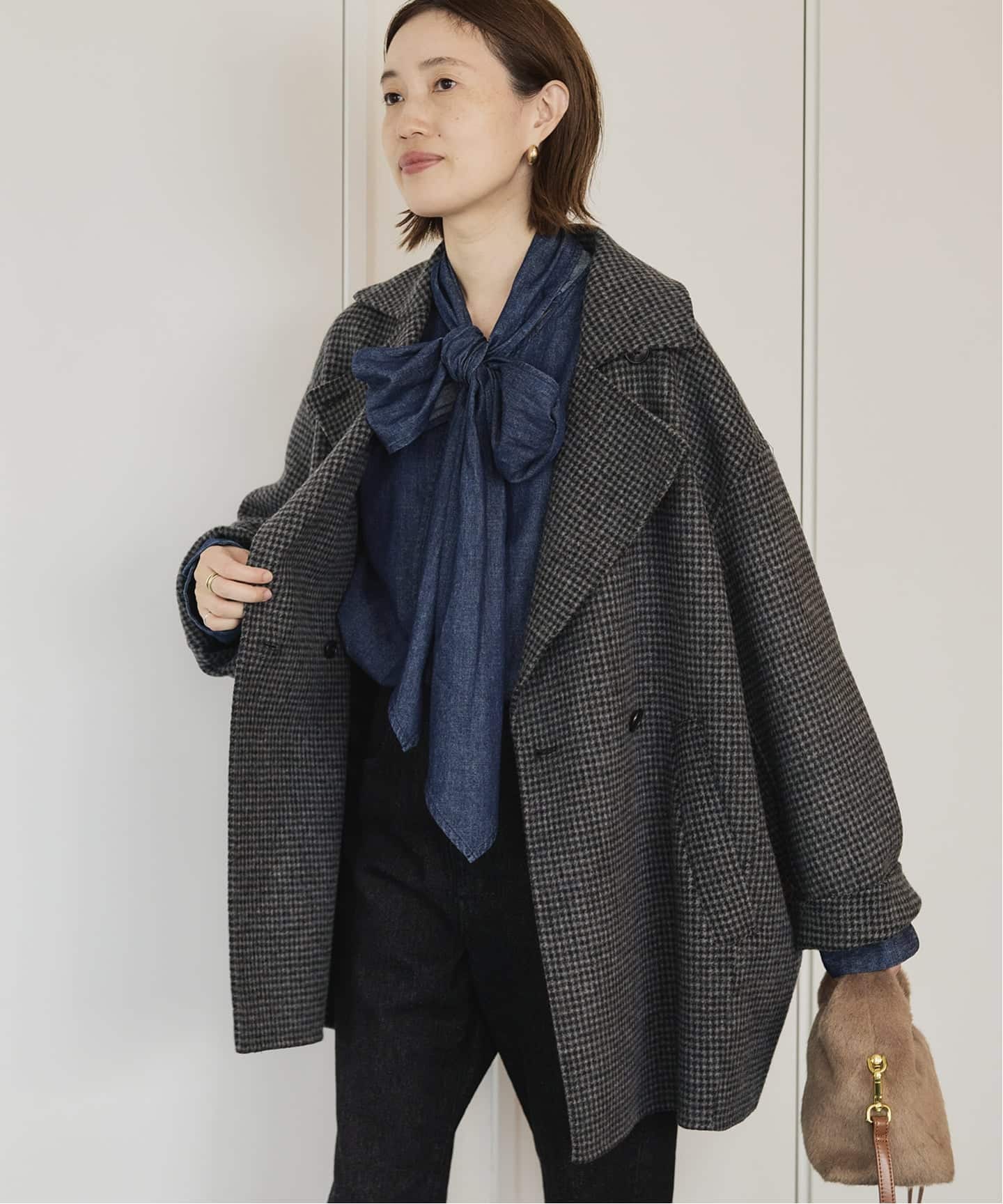 追加》souple wool ダブルフェイスミドルコート（ピーコート）｜SLOBE