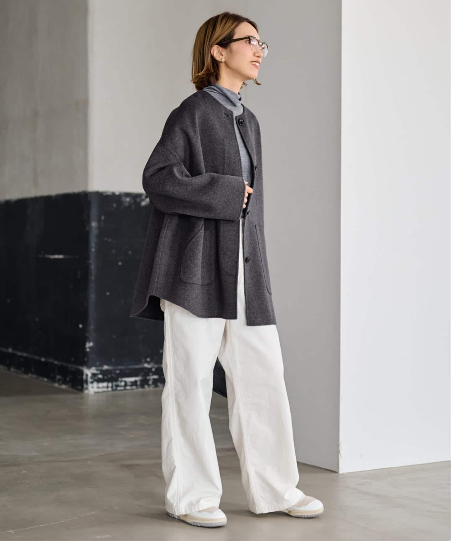 ≪WEB限定追加≫ハミルトンリバークルーネックコート（ノーカラー