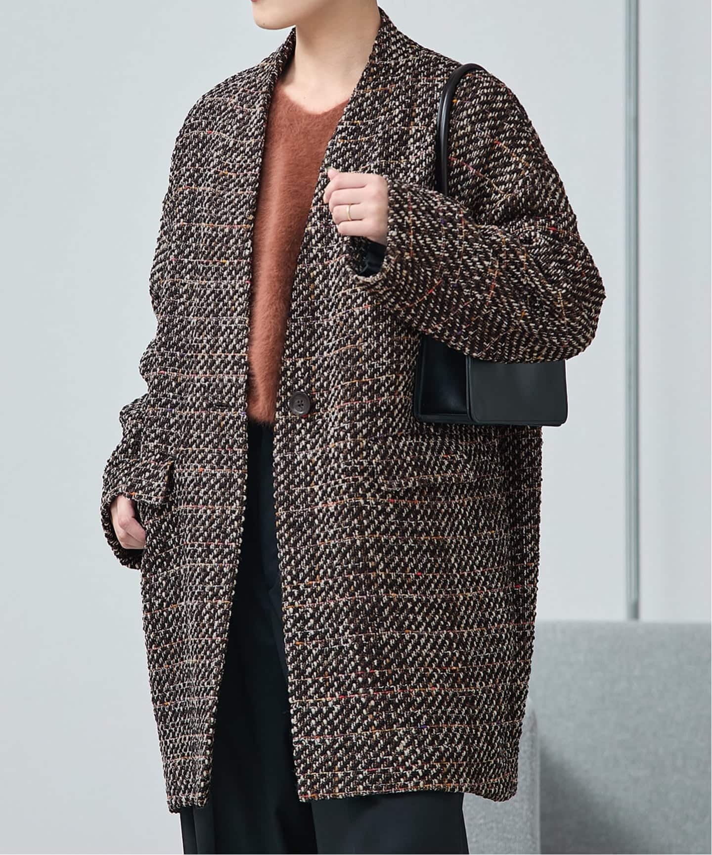 追加》SUPER140S/GIOLICA コクーンコート（ノーカラーコート