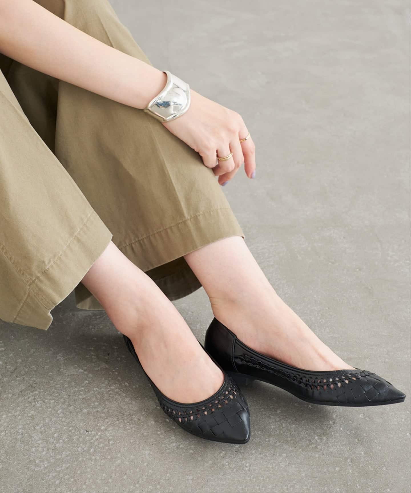 追加》ポインテッドサシメッシュフラット（フラットシューズ）｜LE