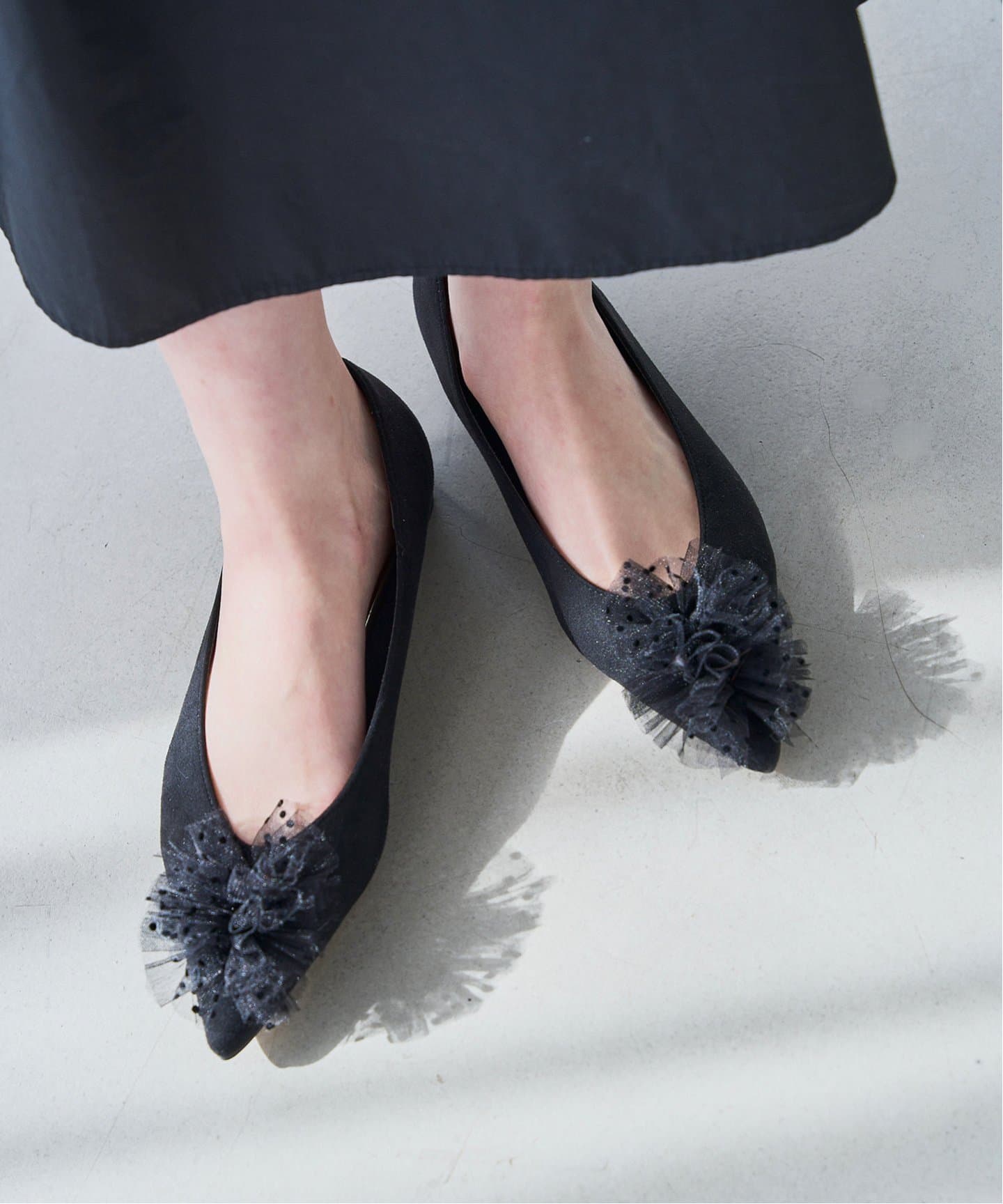 ポインテッドチュールフリルフラット（フラットシューズ）｜LE TALON