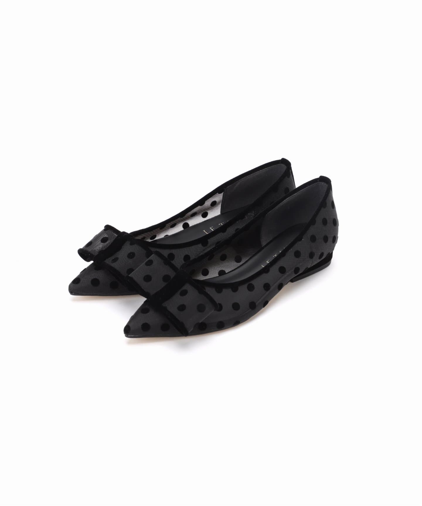 追加》ポインテッドチュールリボンフラット（フラットシューズ）｜LE