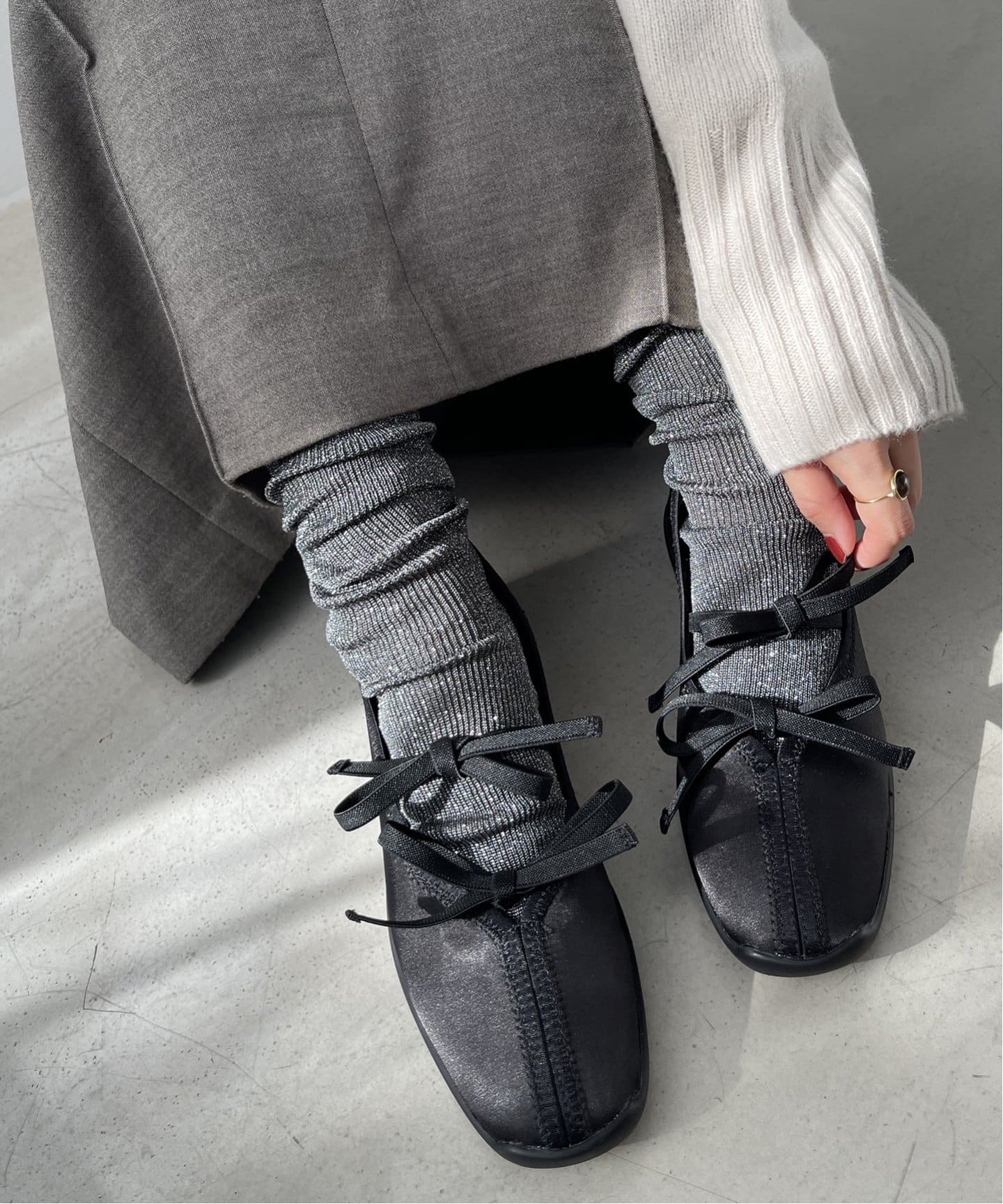 追加》Lダブルリボンバレリーナ（フラットシューズ）｜LE TALON（ル