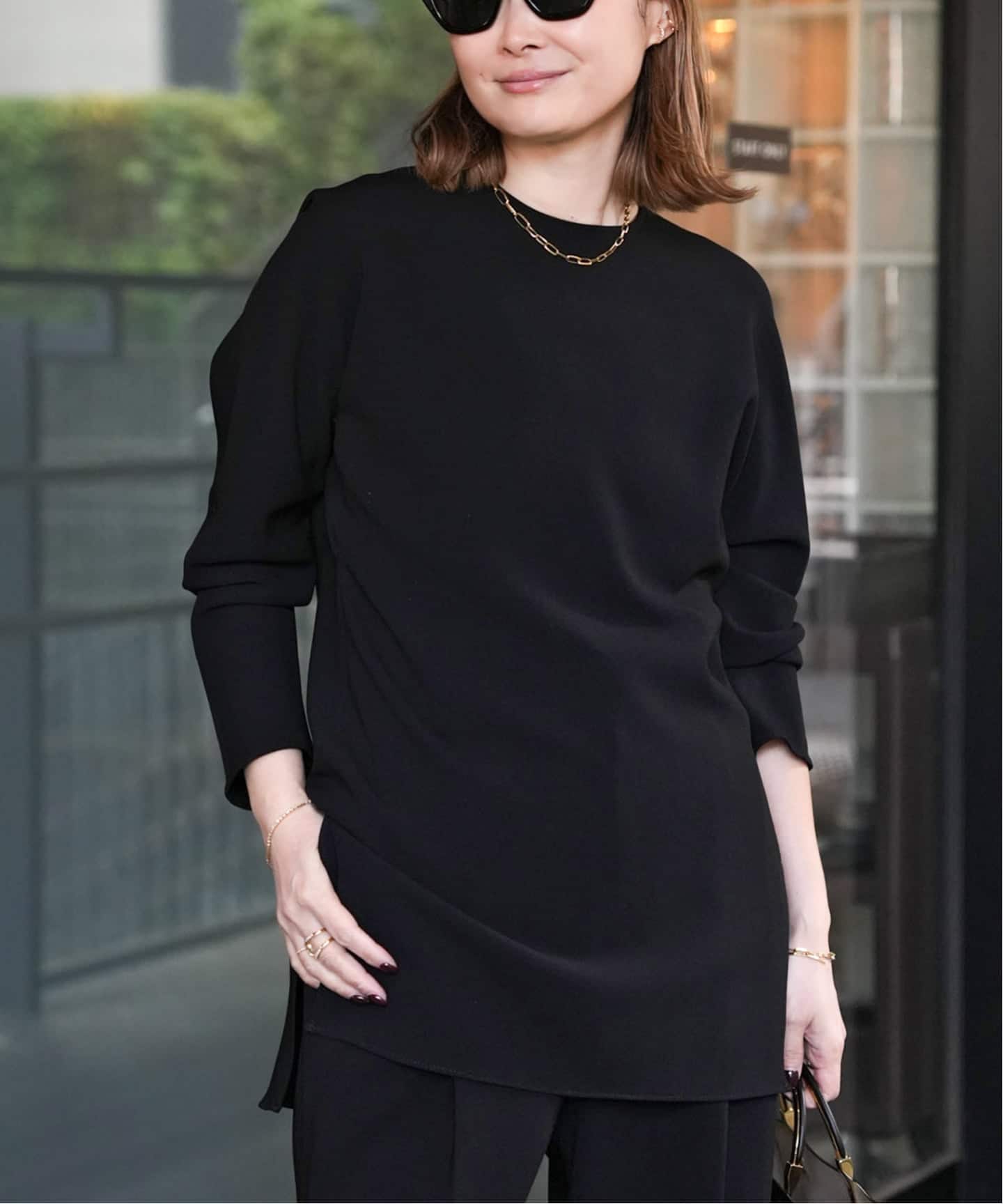 トリアセジョーゼット クルーネックプルオーバー（シャツ／ブラウス