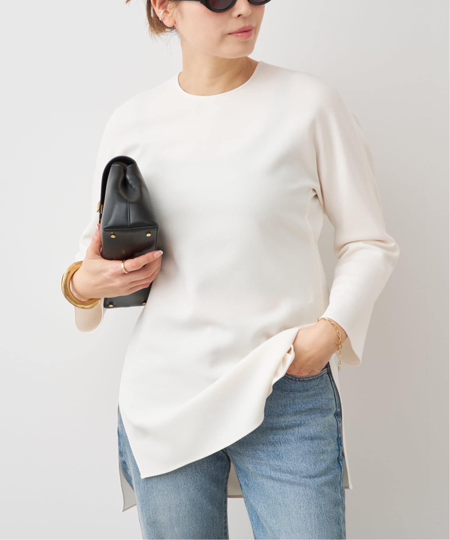 トリアセジョーゼット クルーネックプルオーバー（シャツ／ブラウス