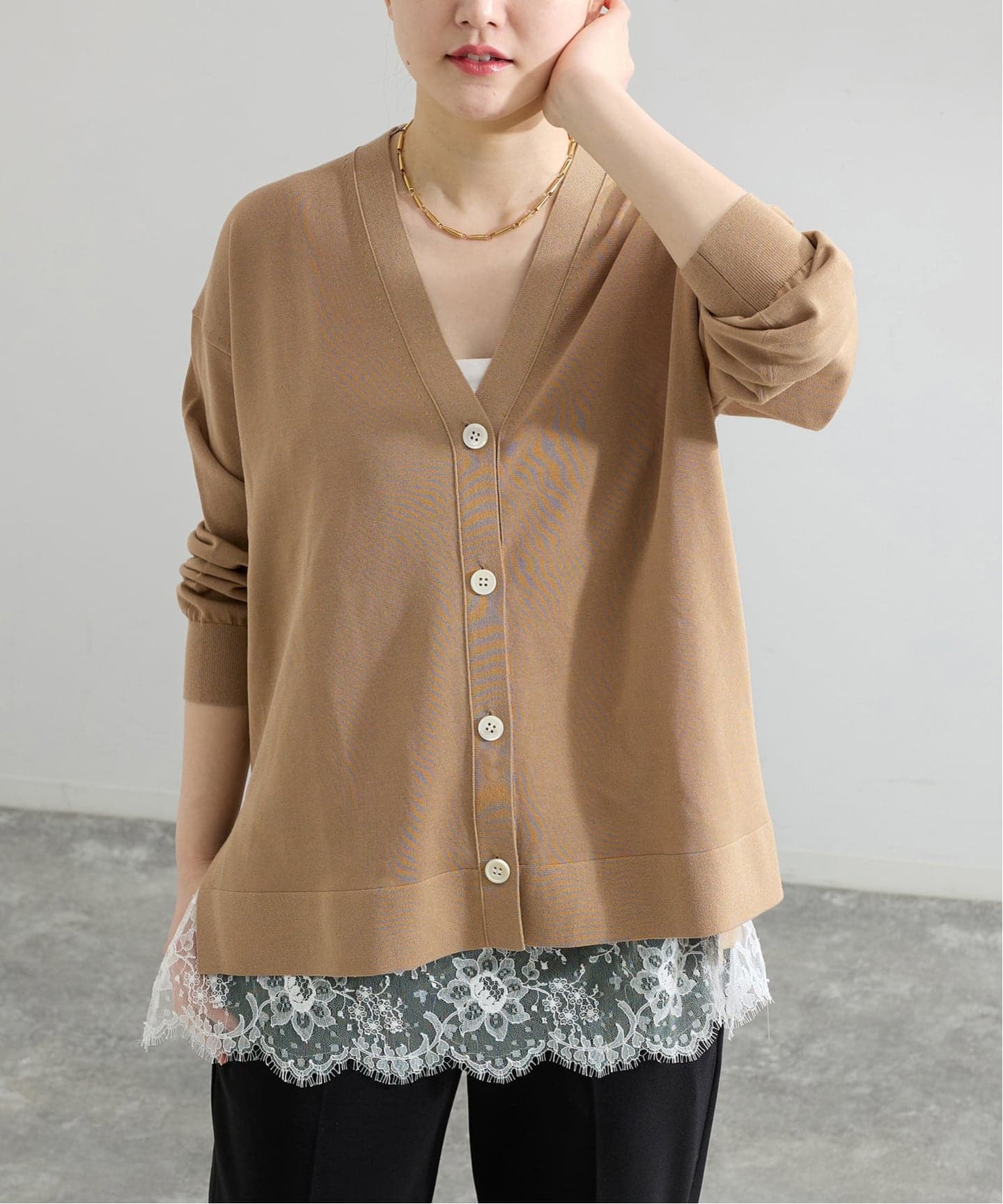 予約》アセテートシルクVネックカーディガン（カーディガン）｜IENA