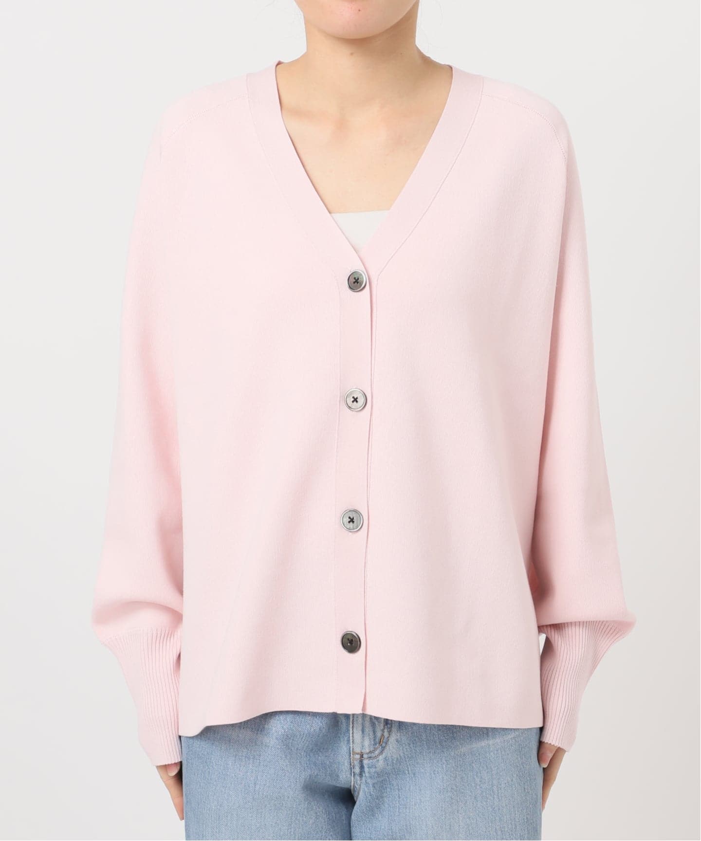 新色/追加》ファインコットンスムースVネックカーディガン