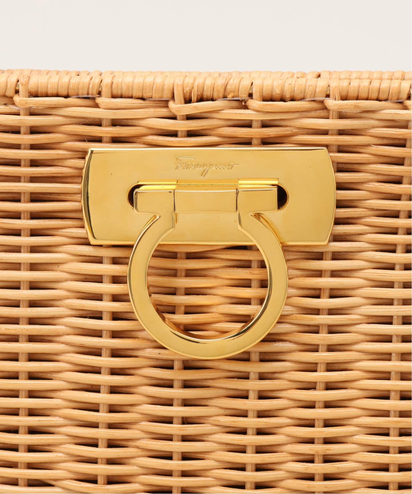 VINTAGE FERRAGAMO/フェラガモ】 Gancini ラタンショルダーバッグ