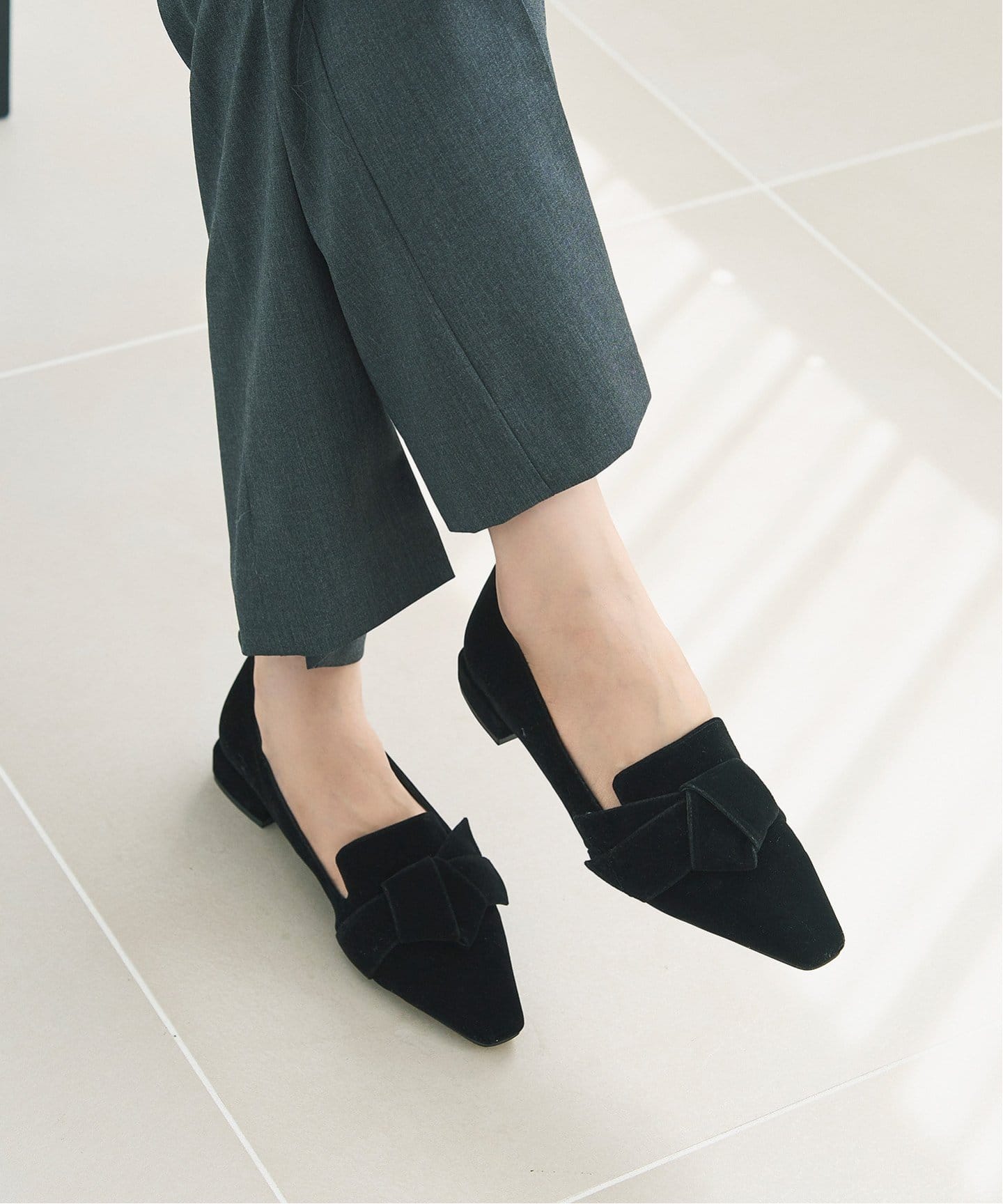 追加2》フレンチスクエアリボンオペラフラット（フラットシューズ