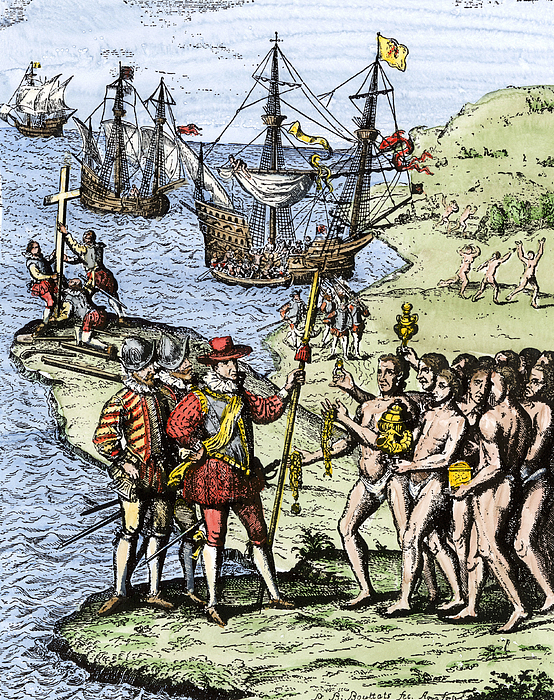 Christopher Columbus Welcomed By The Indians In 1492 Columbus
