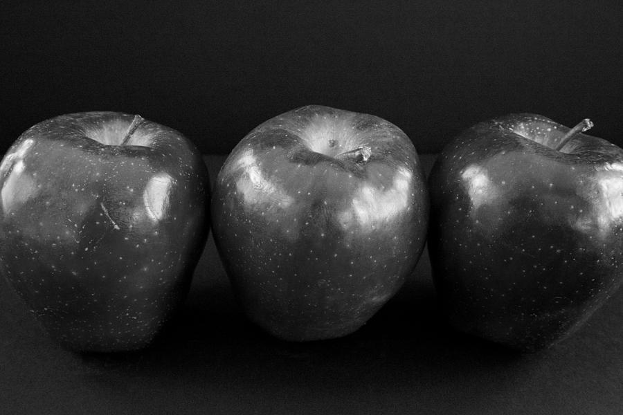 3 Apples in Black and White by Jeff Roney
