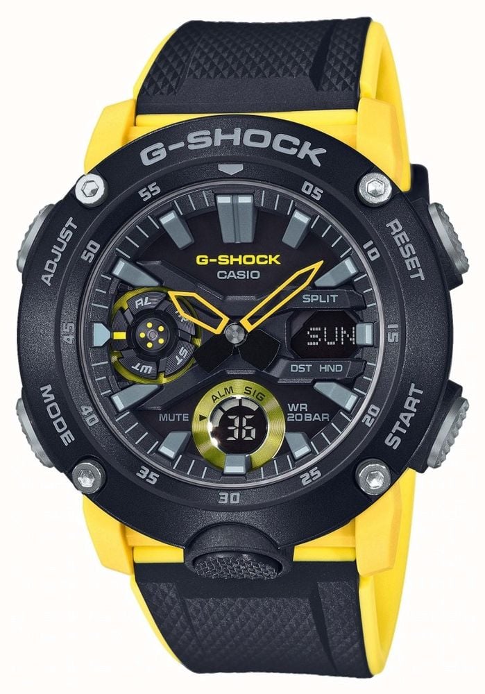 Casio | G-shock Carbon Core Guard | Black Yellow Strap | GA-2000