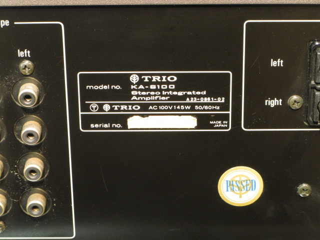 トリオ KA-6100 PHONO不可 トリオ KA-6100 PHONO不可 トリオ KA-6100