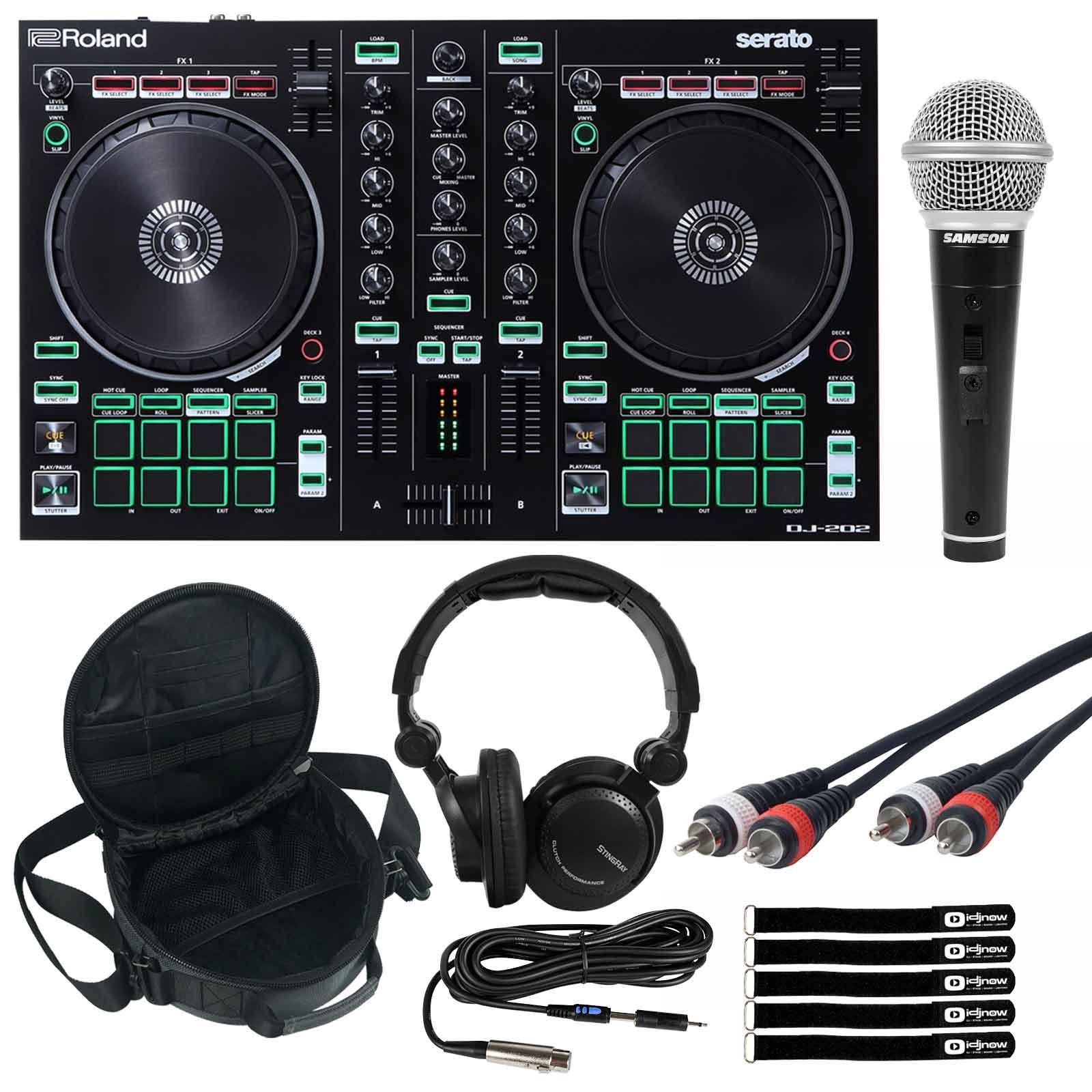 Roland DJ-202 Controller with Headphones & Samson Mic | IDJNOW