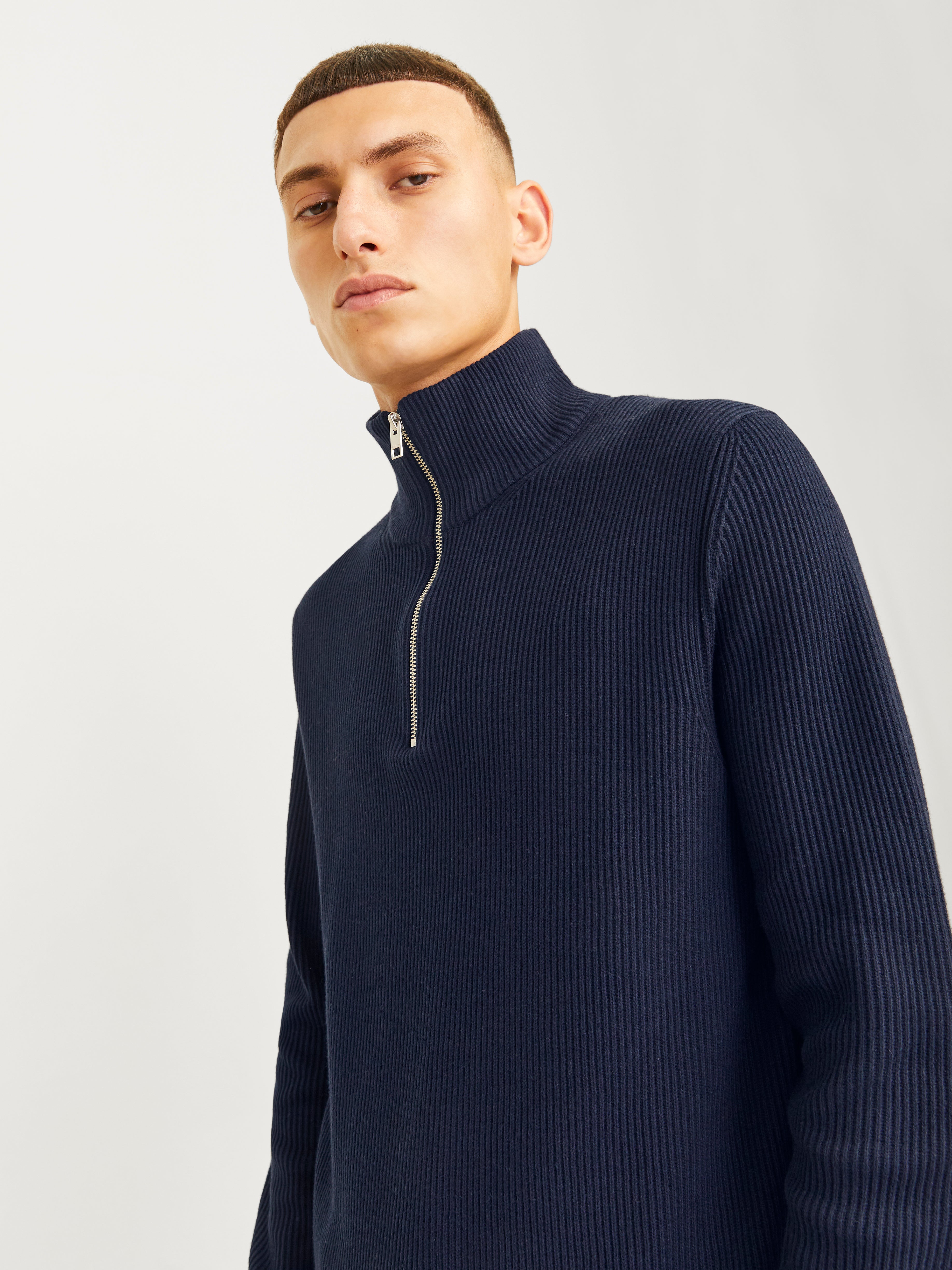 Plain Quarter zip Knit | Dark Blue | Jack & Jones®