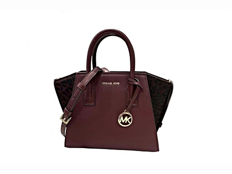 Michael Kors Avril Small Leather Top Zip Crossbody Satchel Handbag