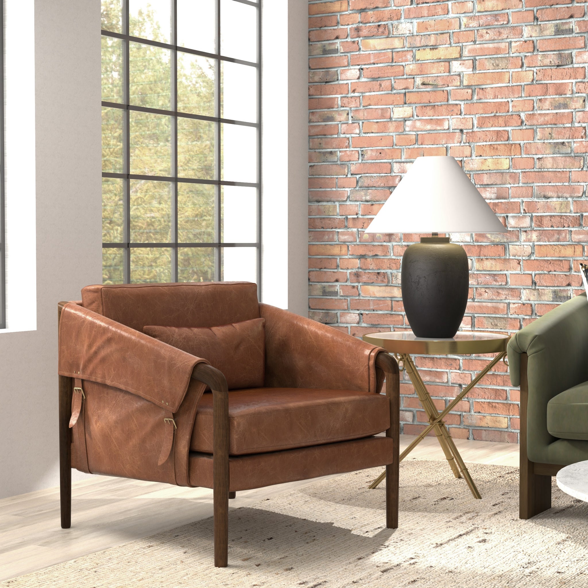 ALEXI SIDE CHAIR | Brown Leather on Walnut Finished Mango Wood