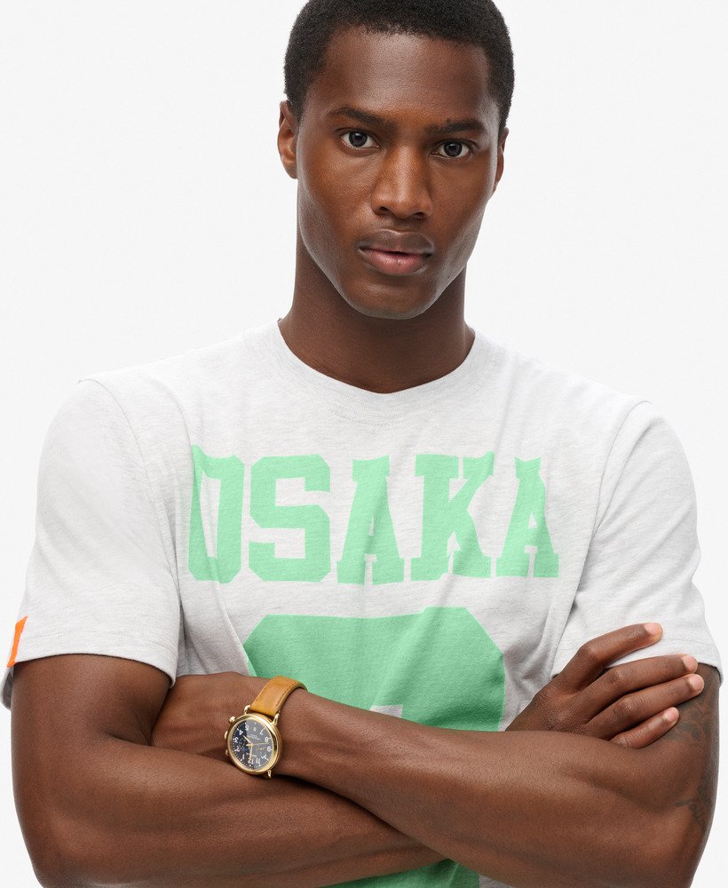 mens Osaka 6 Marl Standard T-Shirt in Glacier Grey Marl | Superdry US