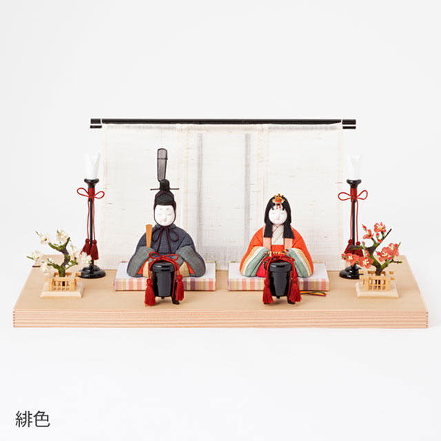 手織り麻の木目込み雛飾り 親王飾り 背景（几帳） ・素木台【順次発送