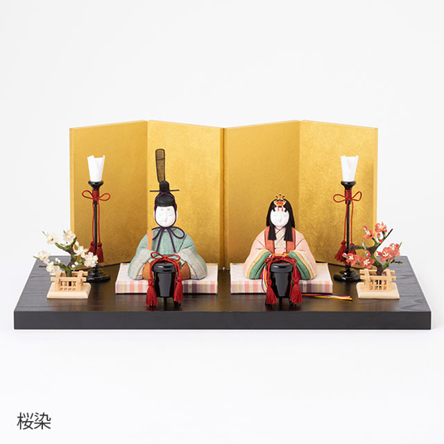 手織り麻の木目込み雛飾り 親王飾り 背景（屏風）・塗り台【順次発送