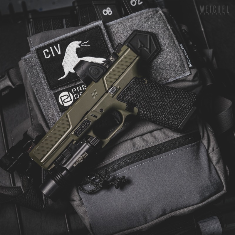 Custom Zev Glock coated in Magpul® Foliage Green and O.D. Green