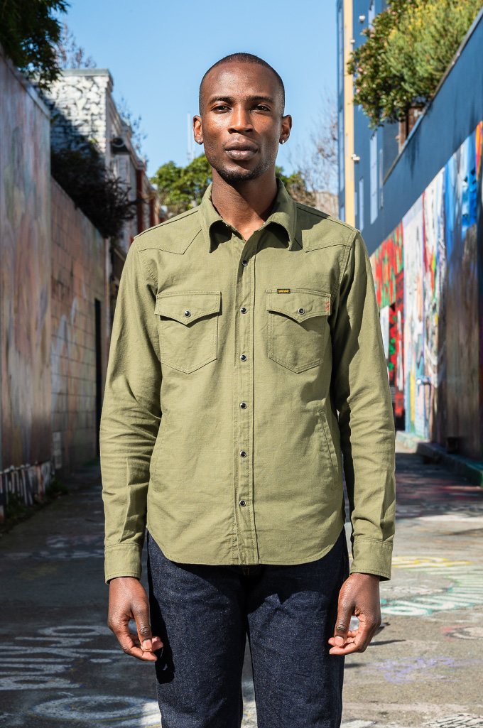 Iron Heart 9oz Military Serge CPO Shirt - IHSH-381-OLV - Olive w