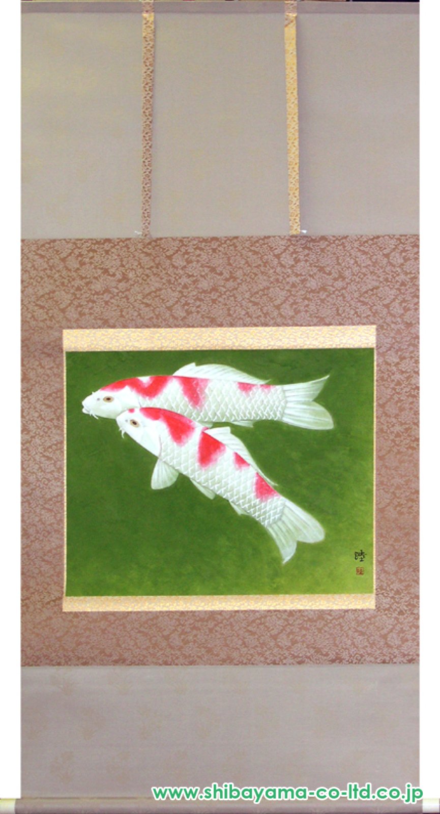 古川睦「遊鯉」掛軸 尺八横 :: 絵画買取・販売 - シバヤマ