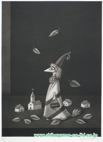 長谷川潔「静物画 仮装したる狐 (フィンランド童話)」マニエル