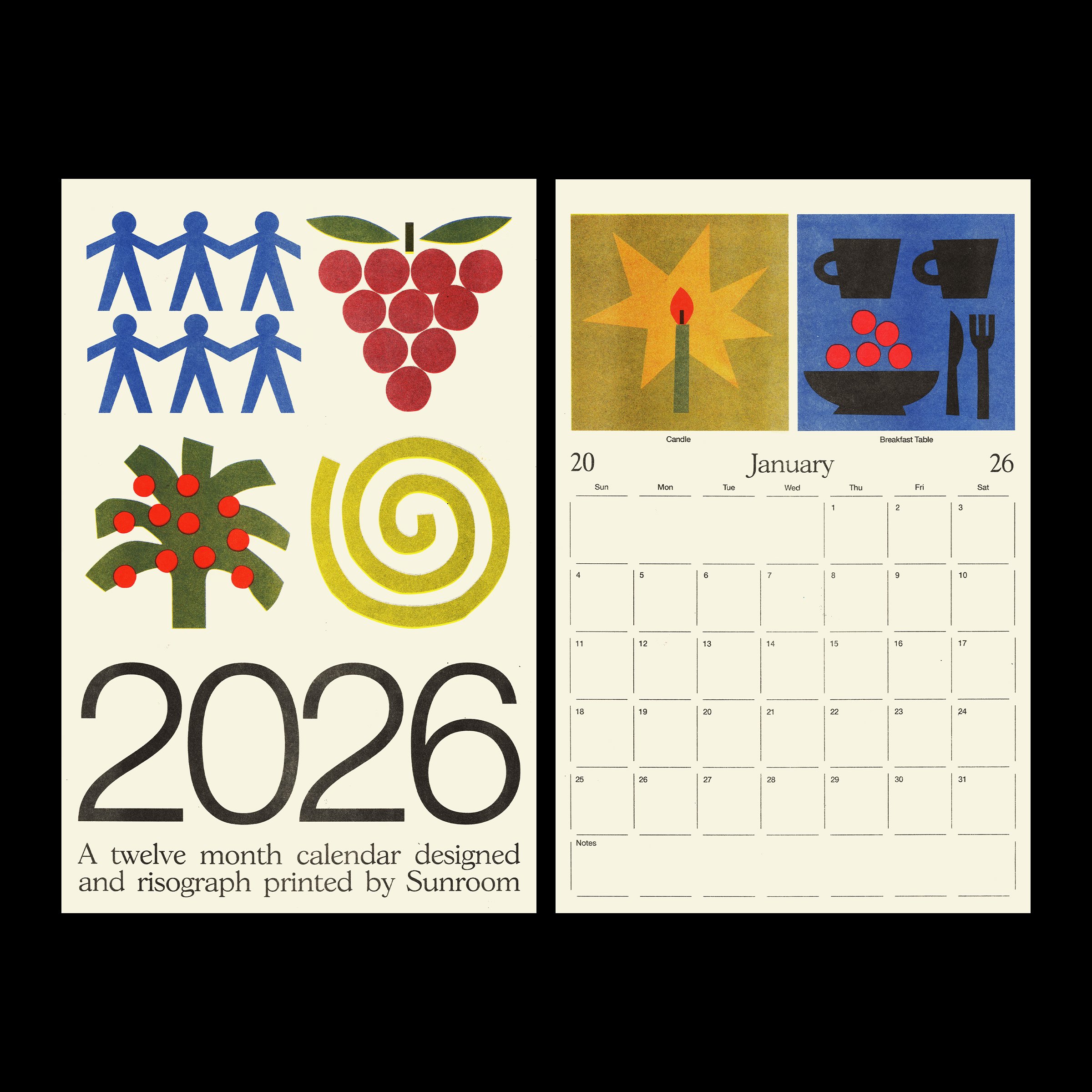 2026 Risograph Printed Calendar — Sunroom