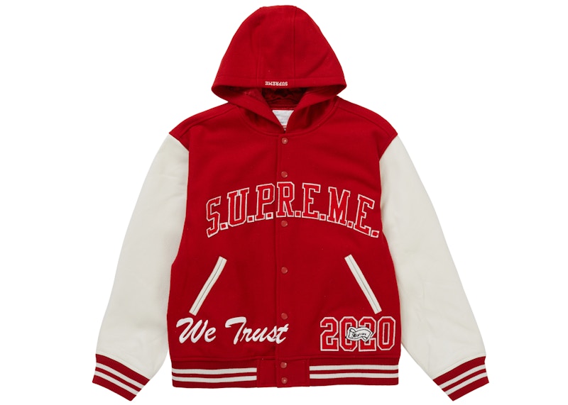 Supreme King Hooded Varsity Jacket Red Men's - FW20 - US