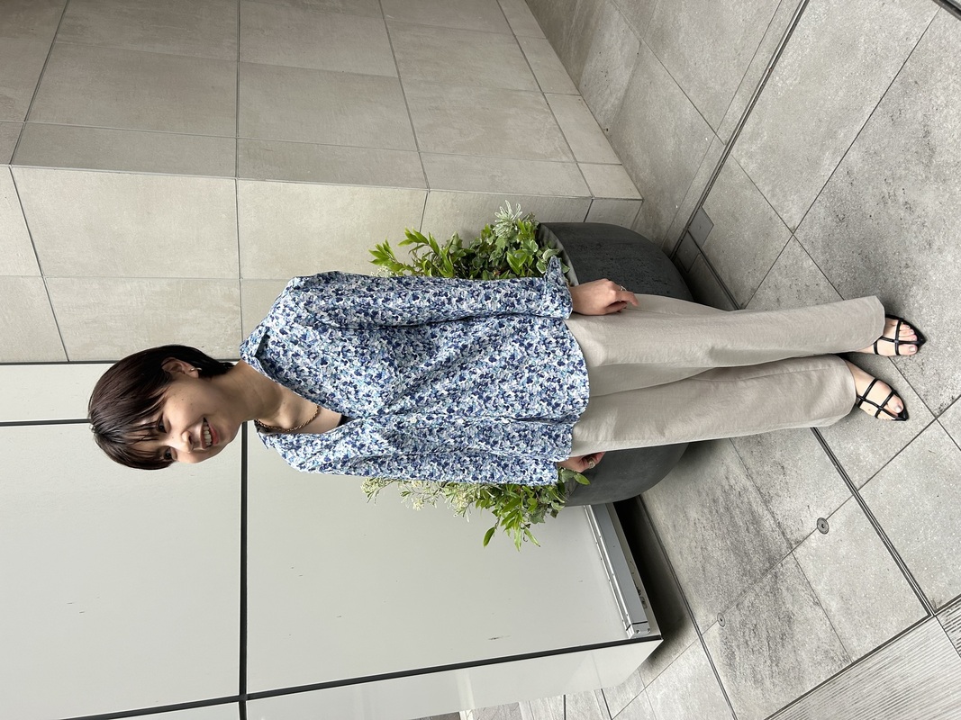 リバティ】紫陽花柄 スキッパーシャツ | 読む、鎌倉シャツ