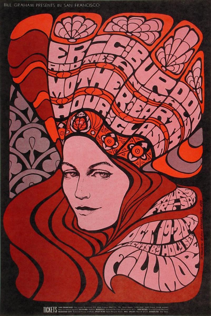 Eric Burdon & The Animals Vintage Concert Poster from Fillmore