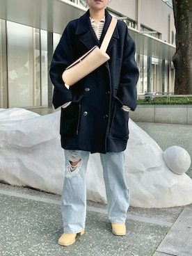 メルトンビッグPコートを使った人気ファッションコーディネート - WEAR