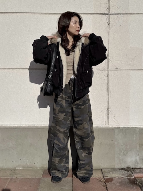 dispark ブルゾン アウター DISPARK/フェイクファーフードボンバー