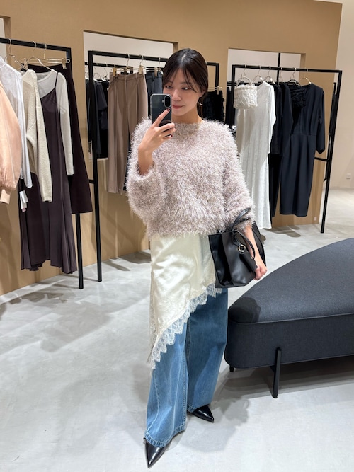 サテンレースアシメキャミ（キャミソール）｜LOUNGEDRESS（ラウンジ