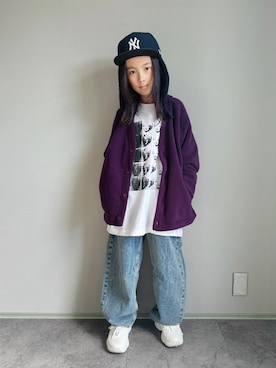 カーディガン/ボレロ（パープル系）を使った人気ファッション