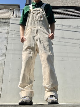 Carharttのサロペット/オーバーオール（ホワイト系）を使ったメンズ