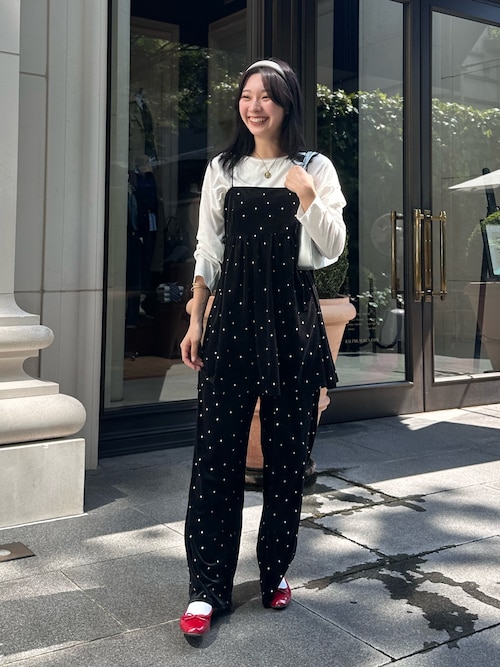 セール】《セットアップ対応》ベロアドット刺繍キャミブラウス