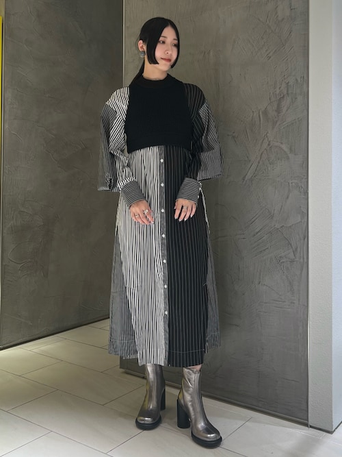 UN3D.（アンスリード） シャツワンピース W TRIANGLE TUCK SH OP