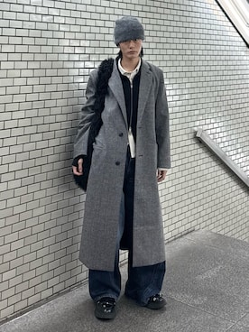 CLEL】Wool Blend Herringbone Tweed Coat / ウールブレンド