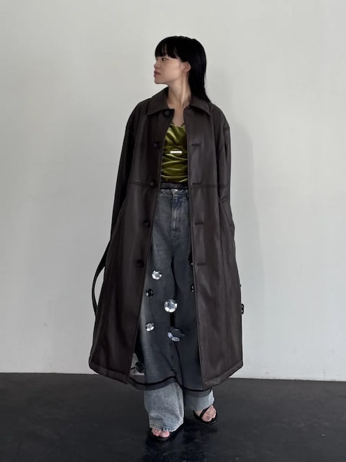 セール】ヴィーガンレザーオーバーロングコート / Vegan Leather