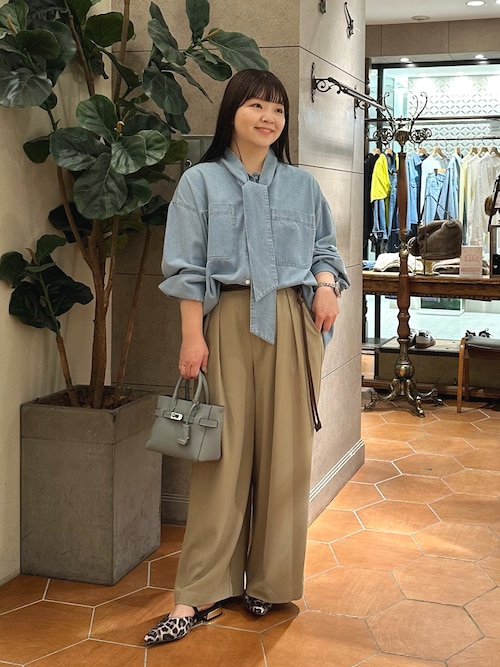 リヴドロワ デニムボウタイシャツ 新色追加/抜け感】デニムボウタイ