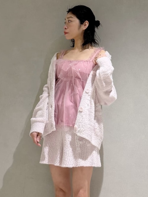 ハート柄チュールカップインキャミソール（ルームウェア/パジャマ