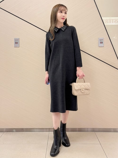 セール】ビジューカラーニットワンピース（ワンピース）｜DRESSTERIOR