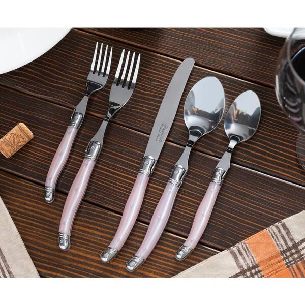French Home Laguiole 20-Piece Petal Pink Stainless-Steel Flatware